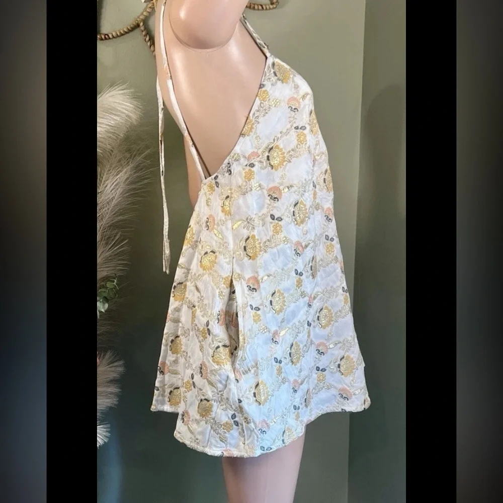 Floral free people brocade gold cream romper Chiara Playsuit NWOT spring revolve